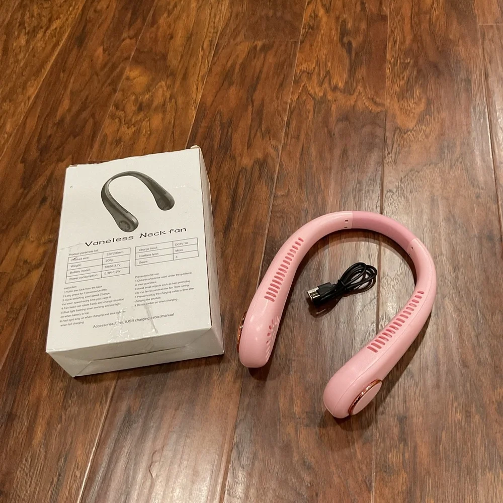 Pink Rechargeable Neck Fan - Picture 1 of 5